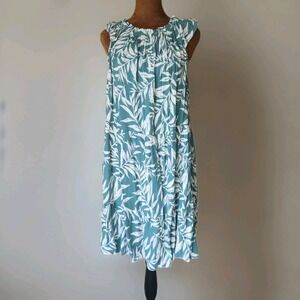 NWT Ciao Bella Dress One Size Italian‎ Made Summer Casual Leaf Pattern Green